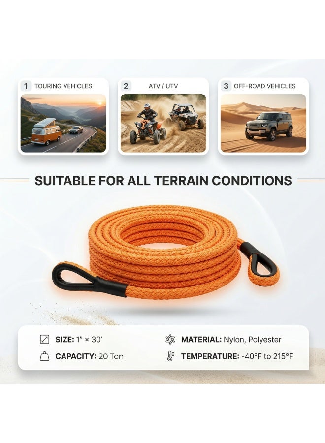 Manful 20T - 9M Heavy Duty Synthetic Winch Rope – Off-Road Recovery Tow Rope with Reinforced Loops, High Strength Braided Cable for SUV, Truck, ATV, UTV - Image 5
