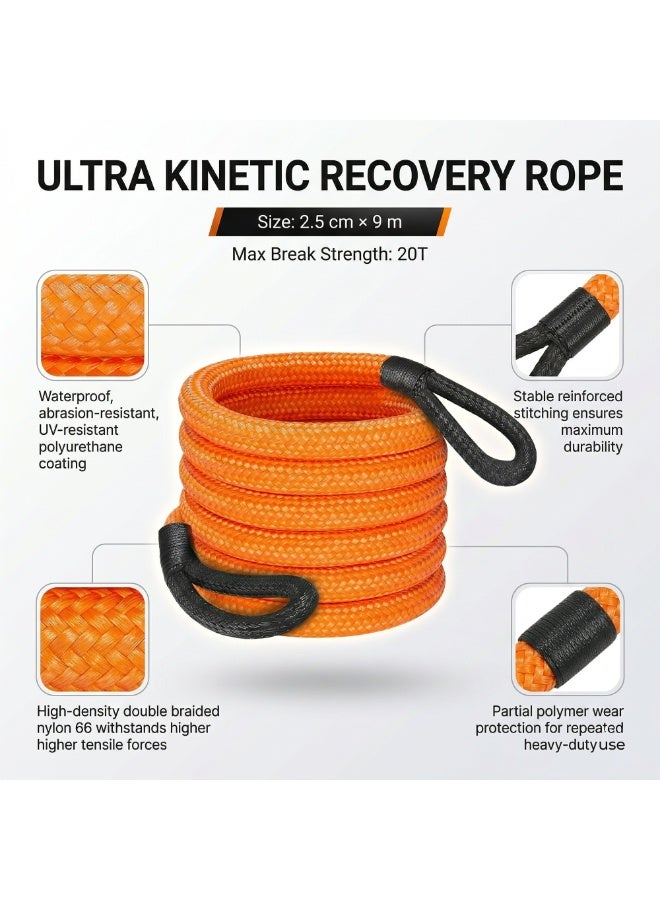 Manful 20T - 9M Heavy Duty Synthetic Winch Rope – Off-Road Recovery Tow Rope with Reinforced Loops, High Strength Braided Cable for SUV, Truck, ATV, UTV - Image 3