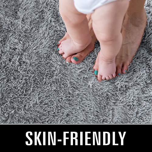 TWINNIS Super Soft Shaggy Rugs Fluffy Carpets, 6x9 Feet, Indoor Modern Plush Area Rugs for Living Room Bedroom Kids Room Nursery Home Decor, Upgrade Anti-Skid Rectangular Fuzzy Rug, Grey - Image 3