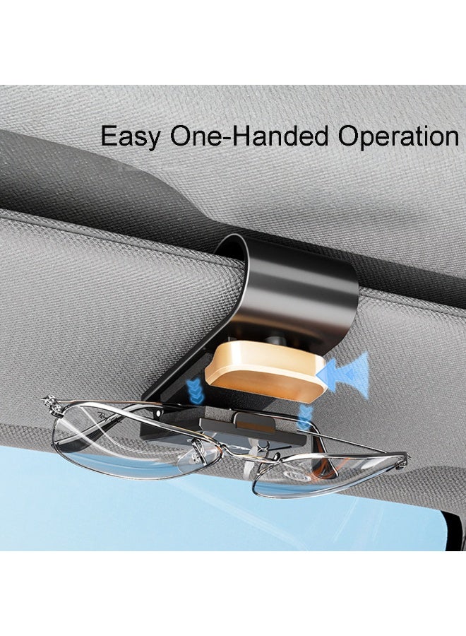 حامل نظارات شمسية للسيارة، مشبك تعليق نظارات شمسية ونظارات طبية لواقي الشمس في السيارة، أسود وذهبي - Image 2