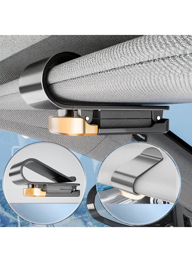 حامل نظارات شمسية للسيارة، مشبك تعليق نظارات شمسية ونظارات طبية لواقي الشمس في السيارة، أسود وذهبي - Image 4