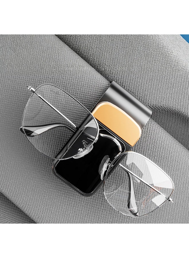 حامل نظارات شمسية للسيارة، مشبك تعليق نظارات شمسية ونظارات طبية لواقي الشمس في السيارة، أسود وذهبي - Image 1