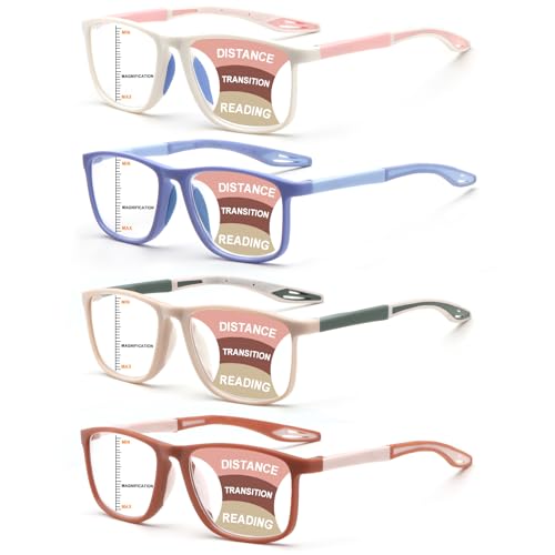 BLOEXCLU 4 Pack Progressive Multifocus Reading Glasses for Men Women TR90 Sports Style Anti-Blue Light Computer Readers (Mixed Color, 1.5, x) - Image 1