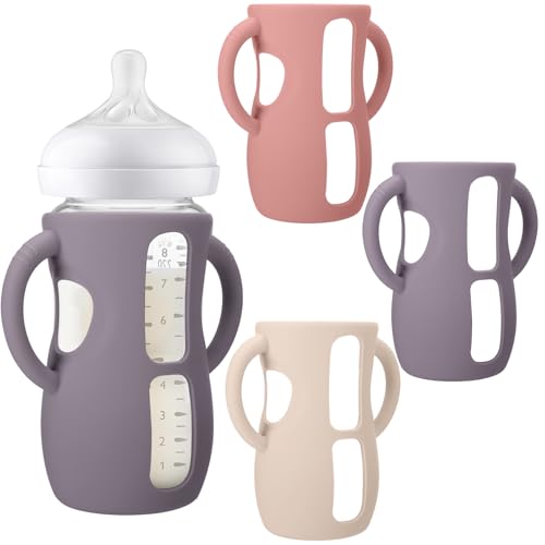 حزمة 3 من أكمام السيليكون لحماية زجاجات الأطفال من بوسوها مع مقبض لزجاجات أفينت الطبيعية 8 أونصات