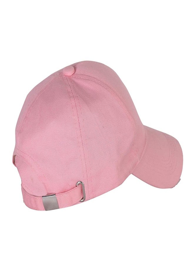FASHOLIC Cotton Pink Plain Baseball Cap for Men Women Free Size with Adjustable Strap Stretchable Stylish Cap & Hat Pink (Pink) - Image 3