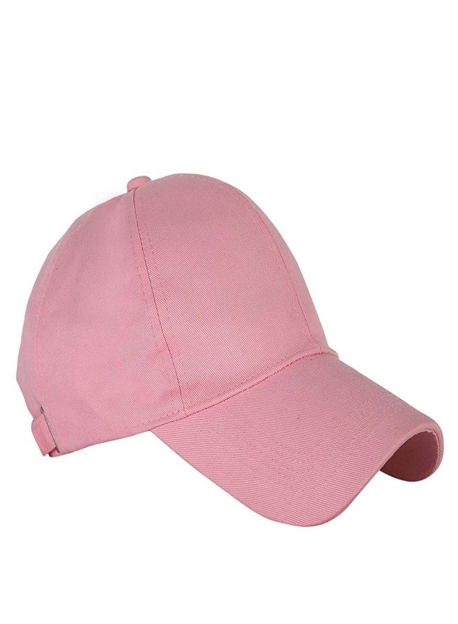 FASHOLIC Cotton Pink Plain Baseball Cap for Men Women Free Size with Adjustable Strap Stretchable Stylish Cap & Hat Pink (Pink) - Image 2