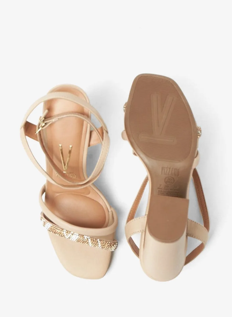 VIZZANO Block Heel Sandals for Women – Stylish Ladies Heels Sandals for Everyday Wear