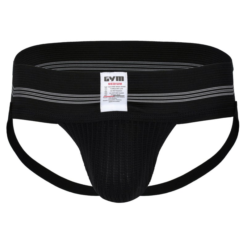 GYM Mens Old School Jockstrap (Large, Black, 1-Pack) - Image 1