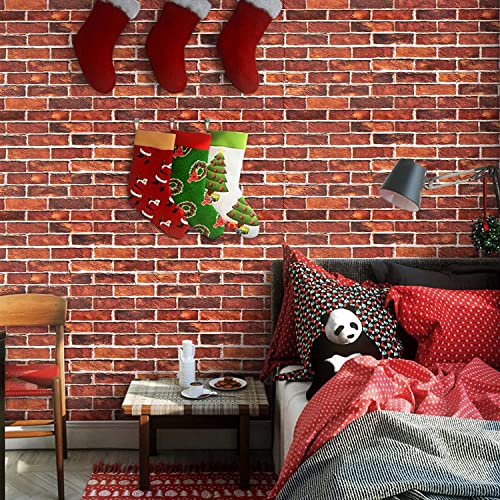 Abyssaly Brick Wallpaper Peel and Stick Red Brick Wall Paper for Bedroom 17.7” x 511.8” Vintage Faux Brick Contact Paper for Fireplace Kitchen Backsplash Accent Wall Home Decorations Wallpaper - Image 3