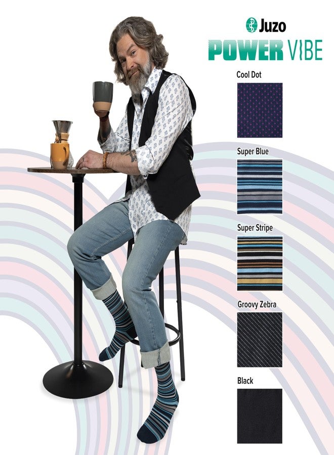 Juzo Power Vibe, 2650 Knee-High, 15-20 mmHg, Trendy Compression Socks - Men & Women, Large, Cool Dot - Image 4