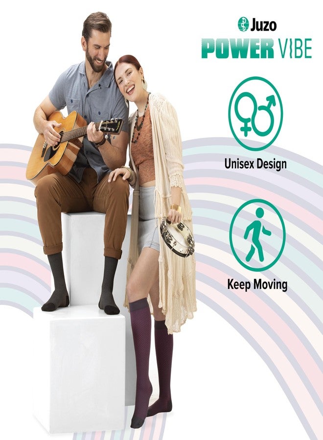 Juzo Power Vibe, 2650 Knee-High, 15-20 mmHg, Trendy Compression Socks - Men & Women, Large, Cool Dot - Image 2