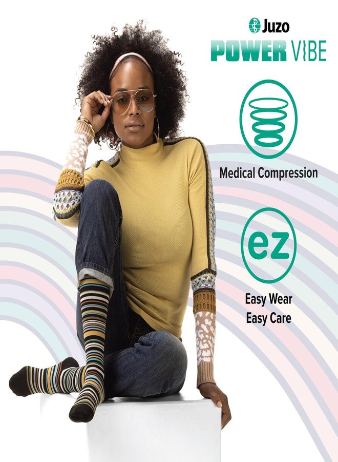 Juzo Power Vibe, 2650 Knee-High, 15-20 mmHg, Trendy Compression Socks - Men & Women, Large, Cool Dot - Image 3