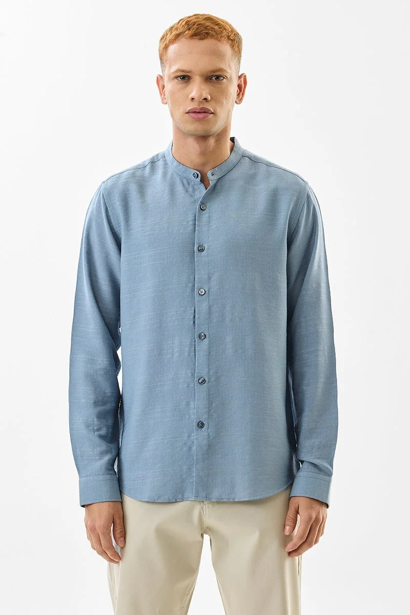 SNITCH Light Blue Textured Long Sleeve Slim Fit Shirt