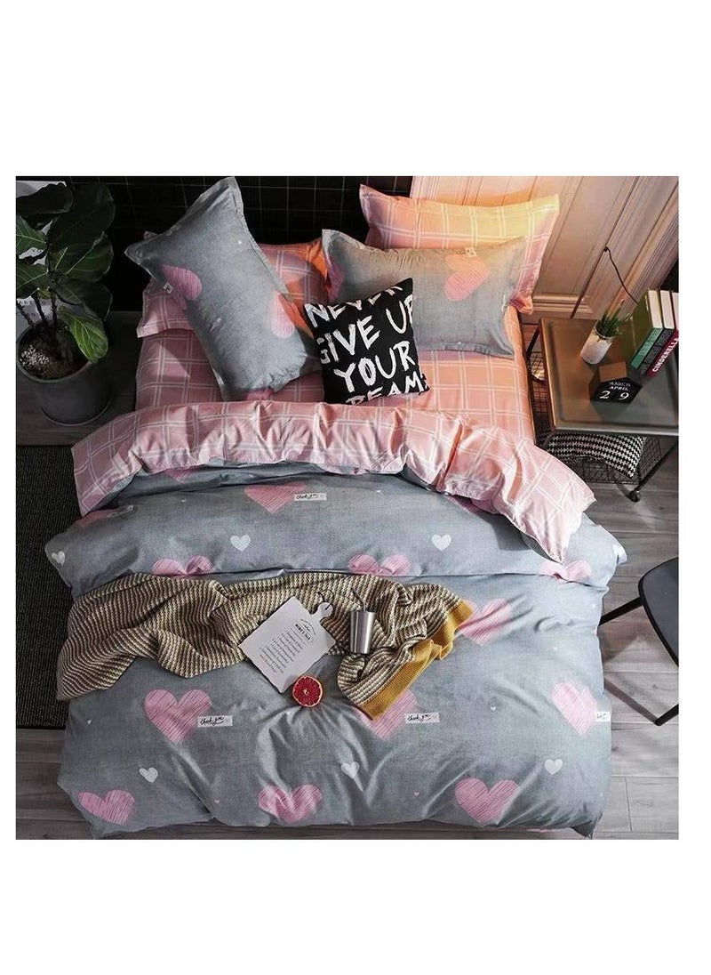 Generic 4-Piece Single Size Duvet Cover Set – cotton Bedding Set with Duvet Cover, Fitted Sheet, and 2 Pillowcases -160x210cm 