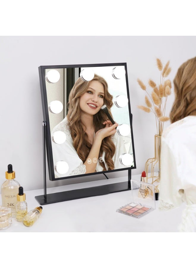 Hollywood Lighted Makeup Vanity Mirror with Smart Touch Control, 3-Color Dimmable Light,  360° Rotation - Black - Image 4