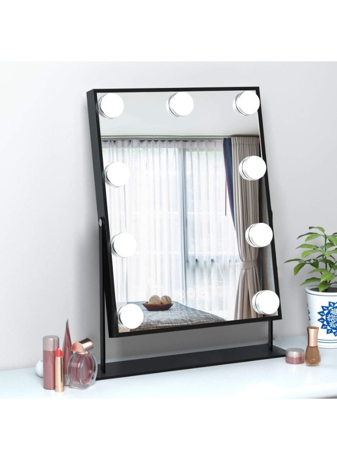 Hollywood Lighted Makeup Vanity Mirror with Smart Touch Control, 3-Color Dimmable Light,  360° Rotation - Black - Image 1