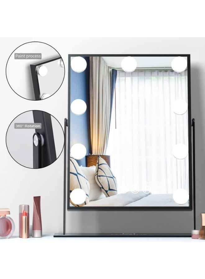 Hollywood Lighted Makeup Vanity Mirror with Smart Touch Control, 3-Color Dimmable Light,  360° Rotation - Black - Image 5