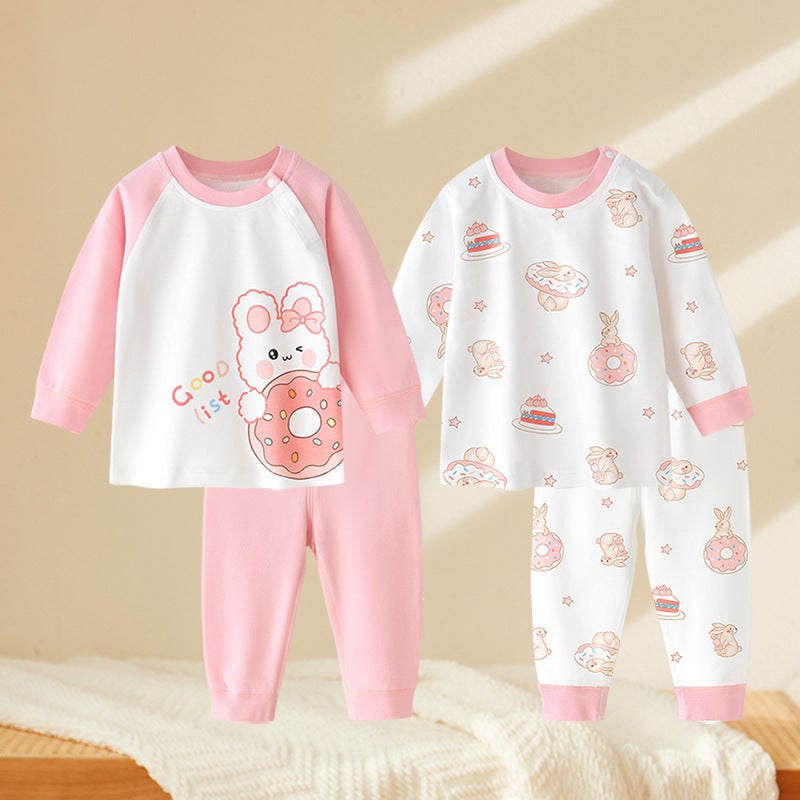 Baby''s Cotton Split Long Sleeve suit Children''s Autumn Clothes Long Trousers Clothes for Boys and Babies Warm Base Spring Autumn Winter Clothes for Women - Image 2