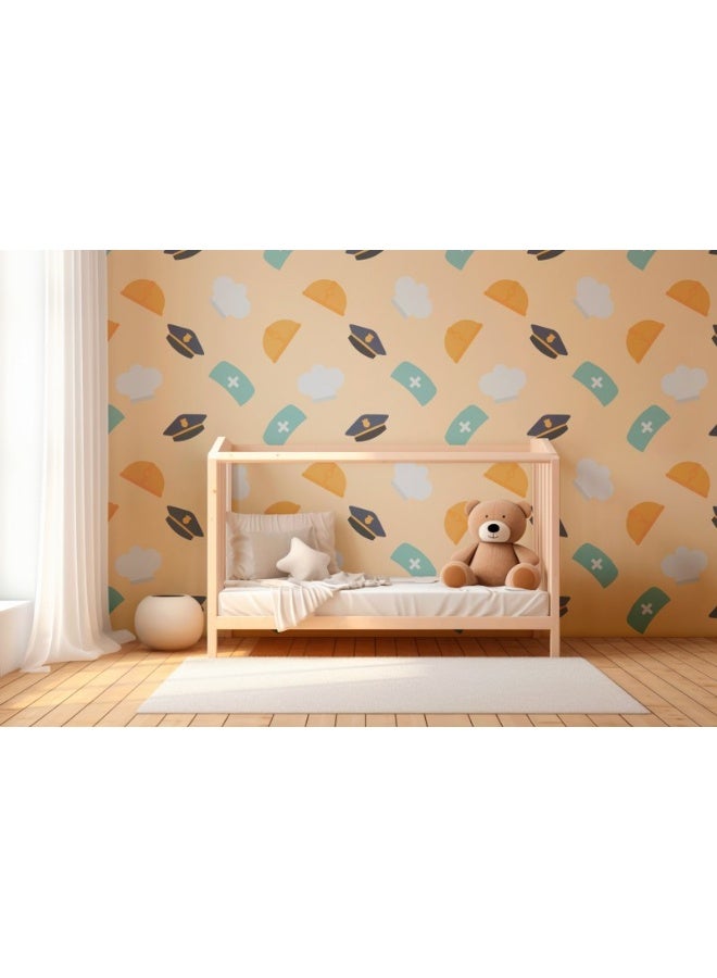 Home Gallery Set Of Hat Icons Of Various Professions Careers Fabric Wallpaper Covers An Area ​​Up To 4.2Mx3M With Adhesive  And Smoothing Tool - Image 5