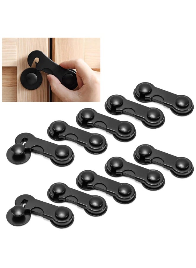 JZS Child Safety Cabinet Locks, Easy Installation and Durable Material Fridge Locks, 10 Pack Self-Adhesive Cabinet Door Locks, Baby Safety Locks for Refrigerators, Cabinets, Freezers - Image 1