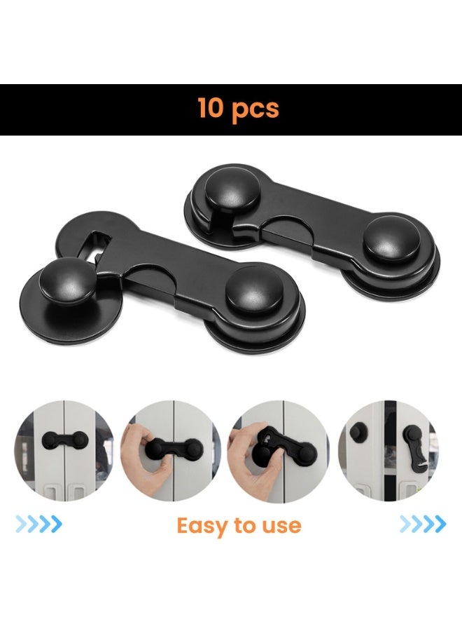 JZS Child Safety Cabinet Locks, Easy Installation and Durable Material Fridge Locks, 10 Pack Self-Adhesive Cabinet Door Locks, Baby Safety Locks for Refrigerators, Cabinets, Freezers - Image 3