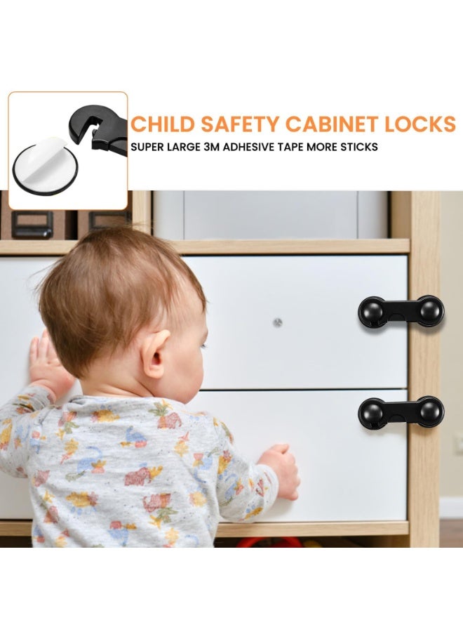 JZS Child Safety Cabinet Locks, Easy Installation and Durable Material Fridge Locks, 10 Pack Self-Adhesive Cabinet Door Locks, Baby Safety Locks for Refrigerators, Cabinets, Freezers - Image 2