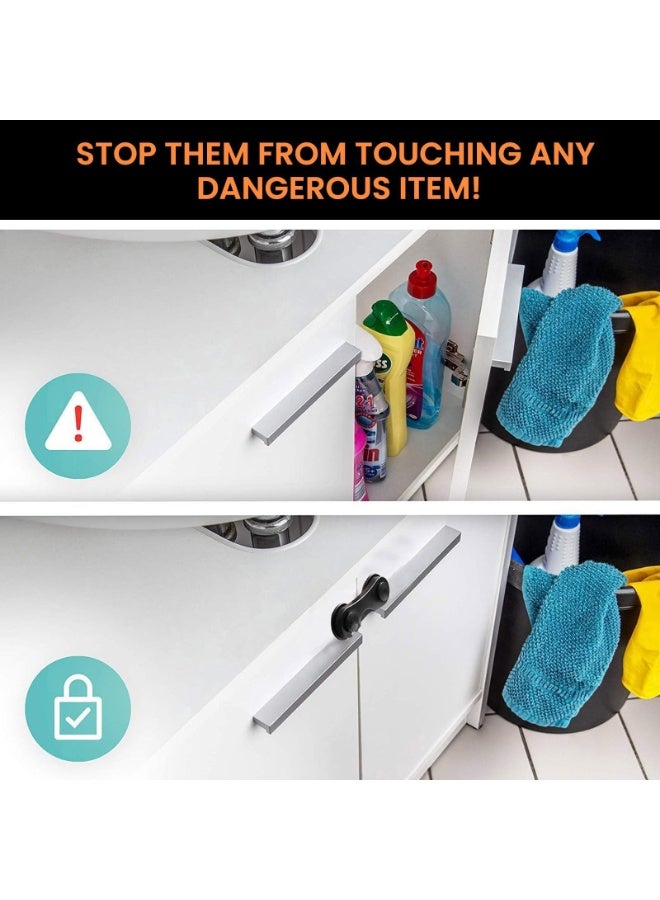 JZS Child Safety Cabinet Locks, Easy Installation and Durable Material Fridge Locks, 10 Pack Self-Adhesive Cabinet Door Locks, Baby Safety Locks for Refrigerators, Cabinets, Freezers - Image 4