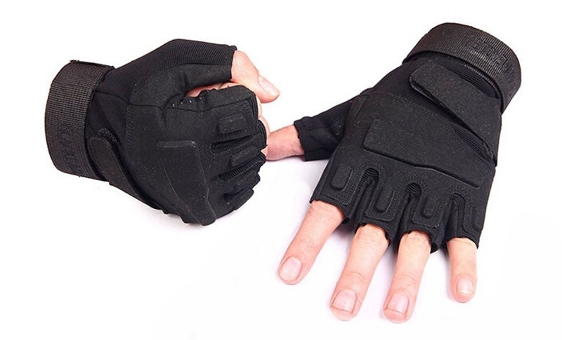 ZaySoo Half Finger Gloves for Men - Bike Riding, Cycling, Driving, Motorbike - Black - Image 1
