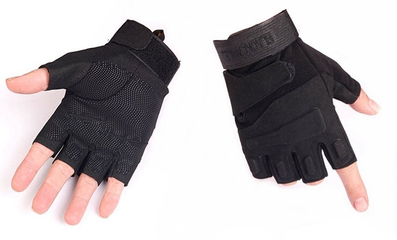ZaySoo Half Finger Gloves for Men - Bike Riding, Cycling, Driving, Motorbike - Black - Image 2
