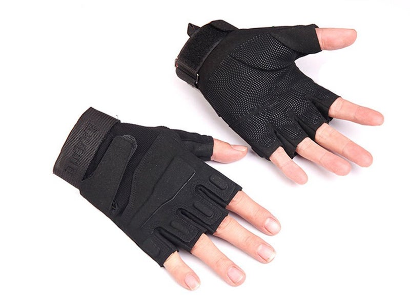 ZaySoo Half Finger Gloves for Men - Bike Riding, Cycling, Driving, Motorbike - Black - Image 5