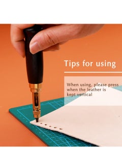 KASTWAVE Adjustable Screw Hole Punch Automatic Hole Punch Tool with Black Wooden Handle Bookbinding Tool Leather Hole Punch with 6 Tips Size 1.5mm/2mm/2.5mm/3mm/3.5mm/4mm  - Image 5