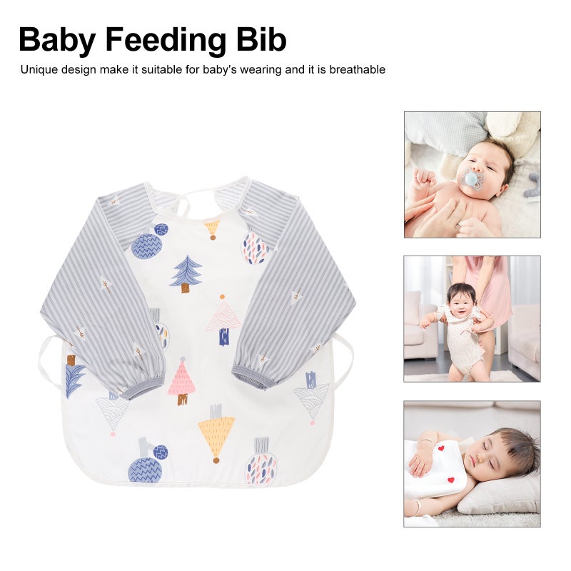 1pc Baby Feeding Bib Cartoon Aprons Sleeve Infant Smock - Image 1