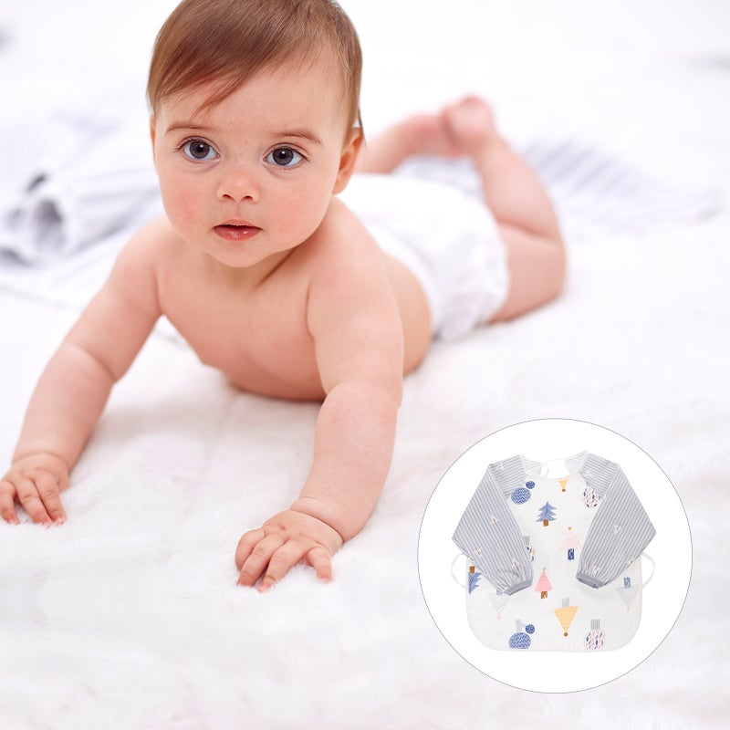 1pc Baby Feeding Bib Cartoon Aprons Sleeve Infant Smock - Image 5