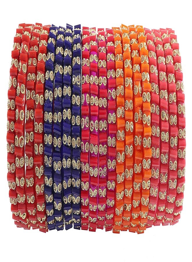 ZULKA Beautiful & Trendy Glossy Multicolor Bangle/Kada Set Studded With Zircon For Women and Girls-2.6 - Image 2