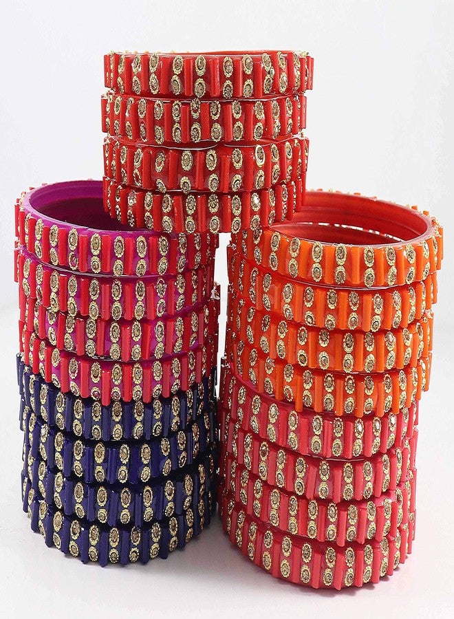 ZULKA Beautiful & Trendy Glossy Multicolor Bangle/Kada Set Studded With Zircon For Women and Girls-2.6 - Image 4