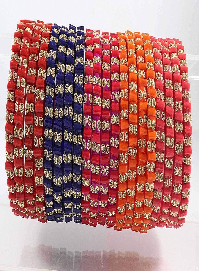 ZULKA Beautiful & Trendy Glossy Multicolor Bangle/Kada Set Studded With Zircon For Women and Girls-2.6 - Image 3