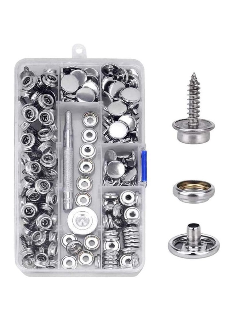 SYOSI - Heavy Duty Snap Fastener Tool Snap Setter Tool Kit with 50 Sets Adjustable Setter Snap Installation Kit Snaps for Boat Cover Snap Button Tool Replacing Metal Snaps Canvas Sewing Tarps - Image 1