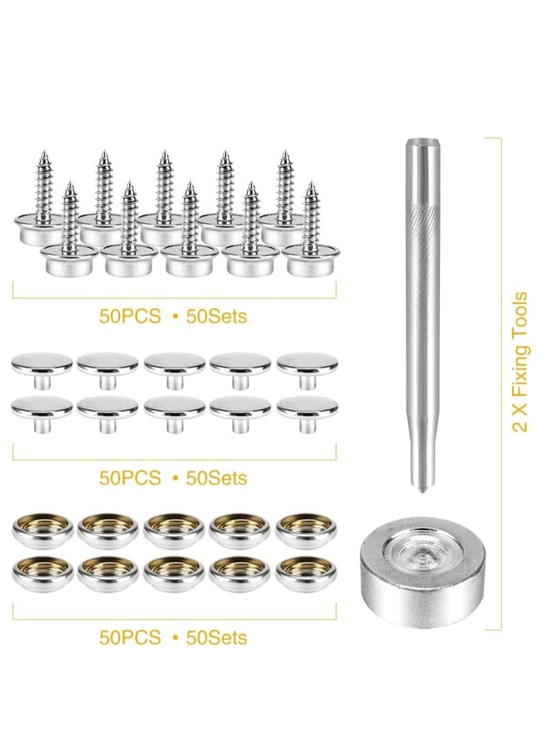 SYOSI - Heavy Duty Snap Fastener Tool Snap Setter Tool Kit with 50 Sets Adjustable Setter Snap Installation Kit Snaps for Boat Cover Snap Button Tool Replacing Metal Snaps Canvas Sewing Tarps - Image 1