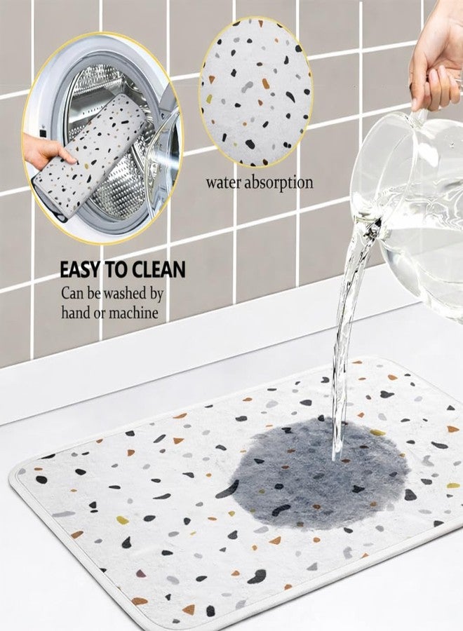 RichAxis Large Dish Drying Mat for Kitchen Slab - 40x50 cm Water Absorbing Mat for Kitchen Utensils, Non-Slip Quick Drying Mat, Absorbent Kitchen Drying Mats (Marble) - Image 3