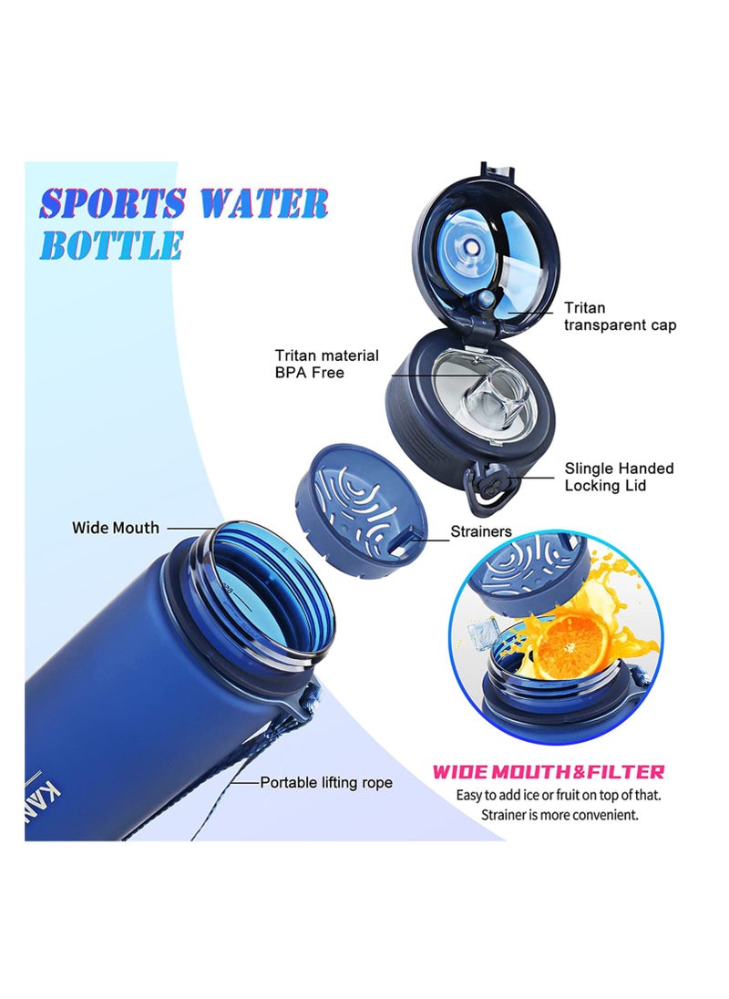 KANGZYUAN Sports Water Bottle BPA Free Protein Shaker Outdoor Travel Portable Leakproof Drink Bottle 1000ml Blue  - Image 5