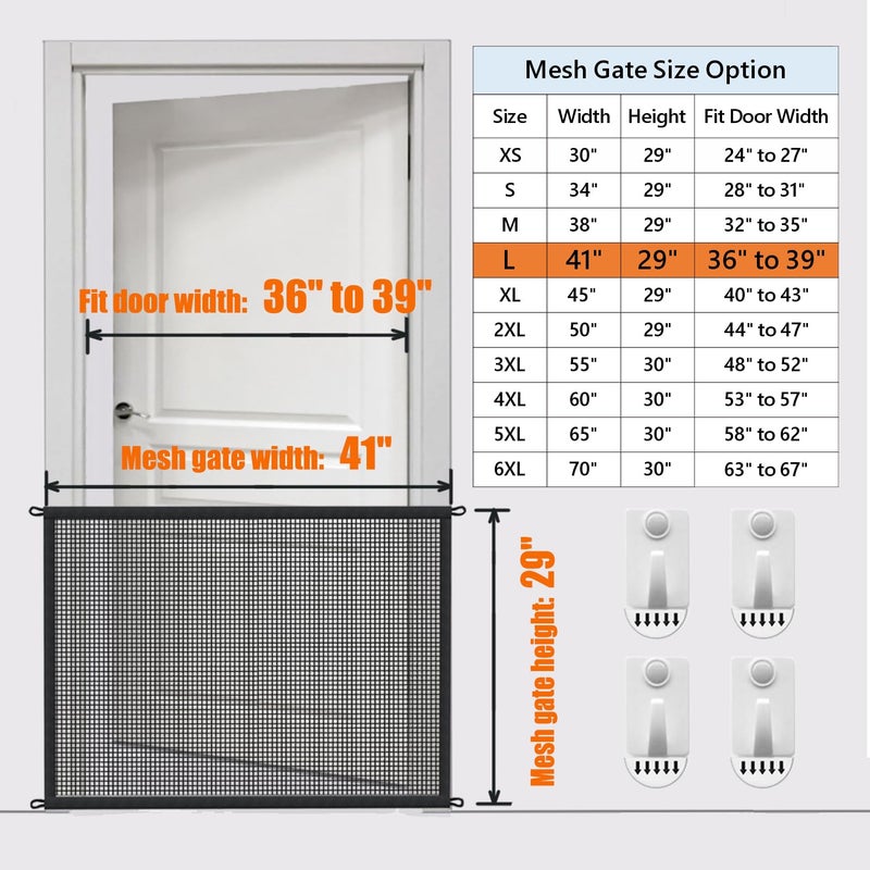 Cupount Dog Gate for Stairs Pet Gates for The House: Dogs Screen Mesh Gate for Doorways Stairways Indoor 29 inches Tall, 41 inch Wide, Fits Openings 36'' to 39'' Wide - Image 3