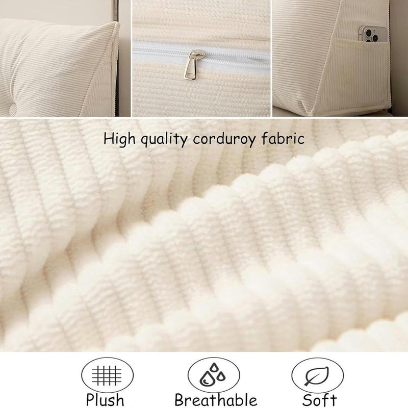Headboard Bolster Pillow Triangular Filler Long Reading Pillow Large Daybed Pillow, Soft Velvet Comfort Rest Waist Pillow for Bedrooms, Living Rooms, Sofas - Image 3