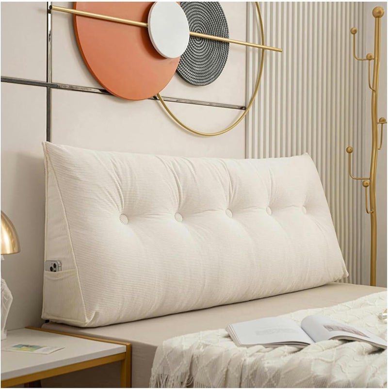 Headboard Bolster Pillow Triangular Filler Long Reading Pillow Large Daybed Pillow, Soft Velvet Comfort Rest Waist Pillow for Bedrooms, Living Rooms, Sofas - Image 1