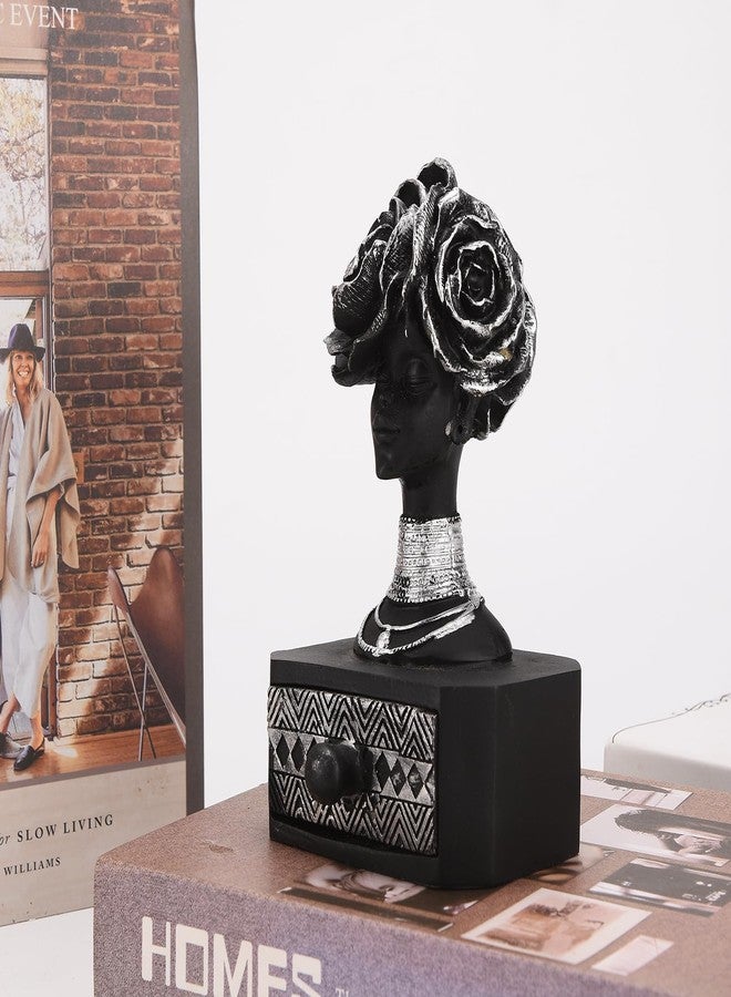 BRABUD Black Woman with Flower Statue Jewelry Box Storage Resin African Lady drawer for Jewelry Ring Watch Home Desk Living Room Bedroom Dresser Decor TQSHBS28 - Image 5