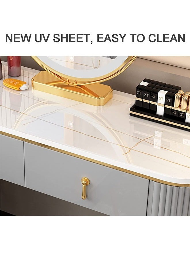 NKX Makeup Vanity Table Dressing Table Flip Mirror With Drawers And Chair 100 CM  - Image 3