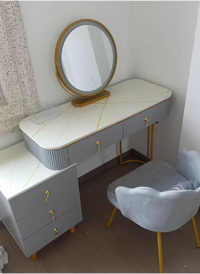 NKX Makeup Vanity Table Dressing Table Flip Mirror With Drawers And Chair 100 CM  - Image 5