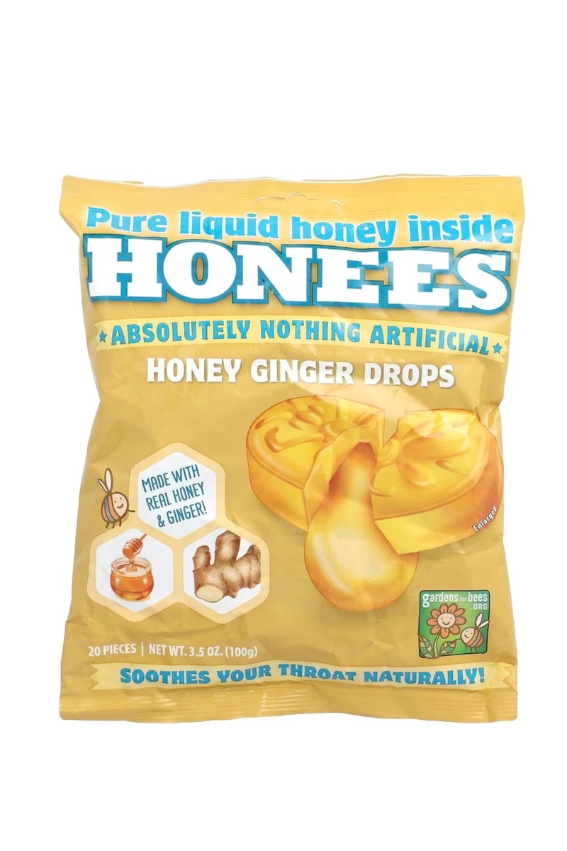 Honees Honey Ginger Drops 20 Pieces 3.5 oz (100 g) - Image 1