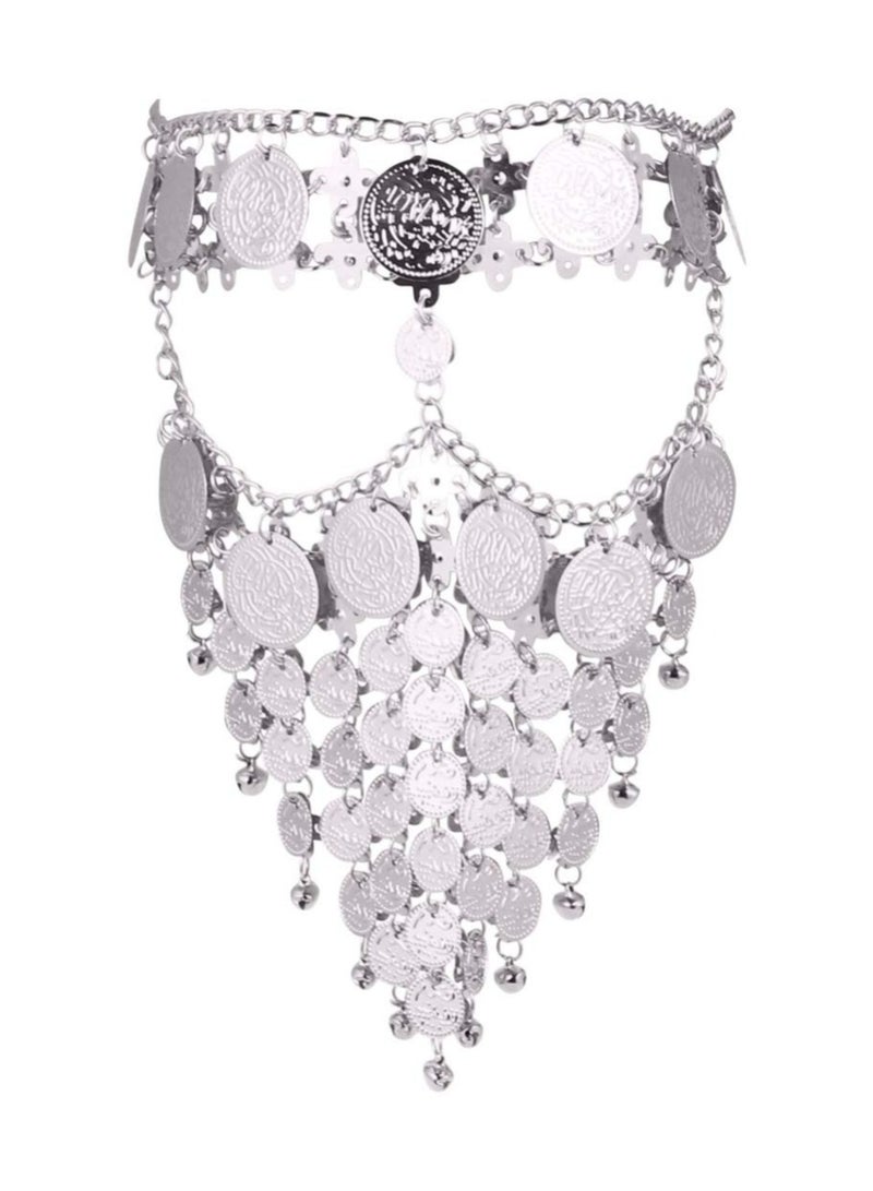 Excefore Lady Face Veil Belly Dance Jewelry Coin Face Veil Chain for Cosplay Dance Play Accessories - Image 1