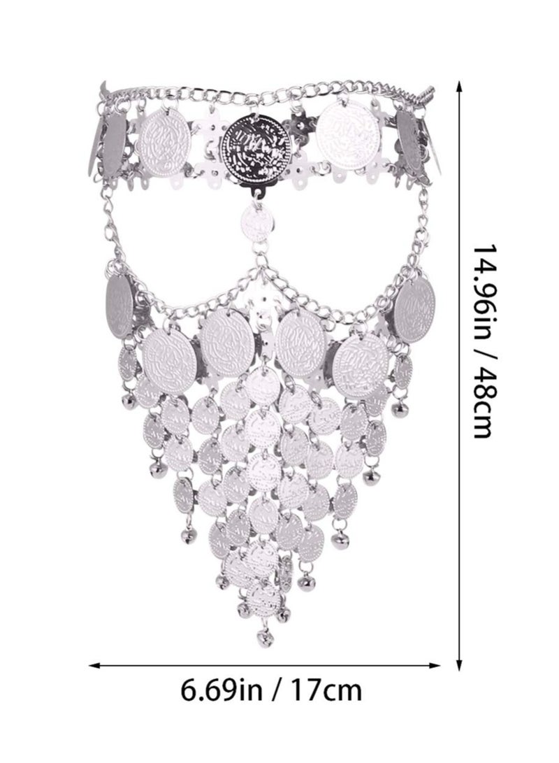 Excefore Lady Face Veil Belly Dance Jewelry Coin Face Veil Chain for Cosplay Dance Play Accessories - Image 2