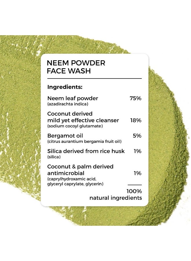 BRILLARE Neem Face Wash for Acne & Pimples, Rich with Bergamot for Clear Skin, 100% Natural Powder Facewash Fights with Acne-Causing Agents, Clear Skin from Dirt & Pollution, 30g  - Image 2